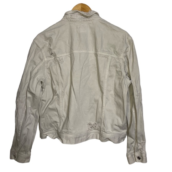 American Eagle Women’s Distressed Denim Jean Jacket Button Down White Size XL - Picture 8 of 8